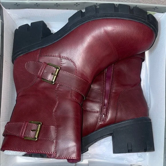 Sun + Stone Burgundy Combat Boots - Picture 5 of 6